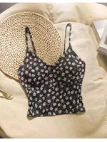 Sweet Spicy Floral Print Csole Tank Top Women's Inner Wear ort Sle Slim Fit Spring 2024 Sexy Patchwork Trendy Top