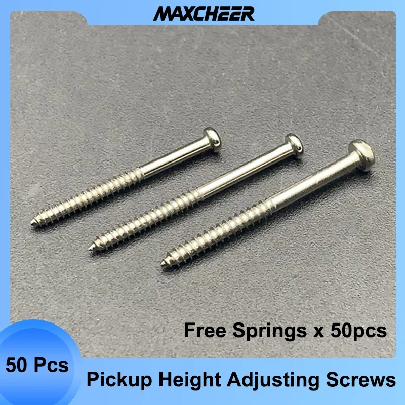 50Pcs Electric Guitar Bass Pickup Height Adjusting Screws 2.6/3.0MM x 32/36.5MM Silver