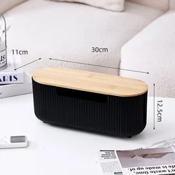 Enhanced Cable Management and Storage Box - Dustproof Power Strip Organizer (Bamboo black)