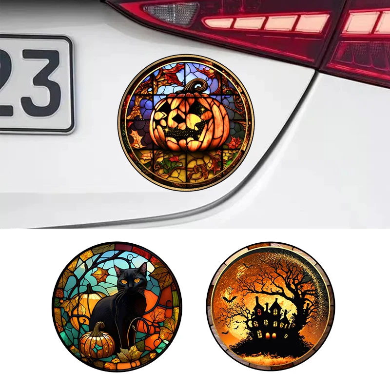 

Halloween Castle Black Cat Pumpkin Static Stickers for DIY Car Body Windows Trunk Vinyl Decals Horror Auto Styling Decoration