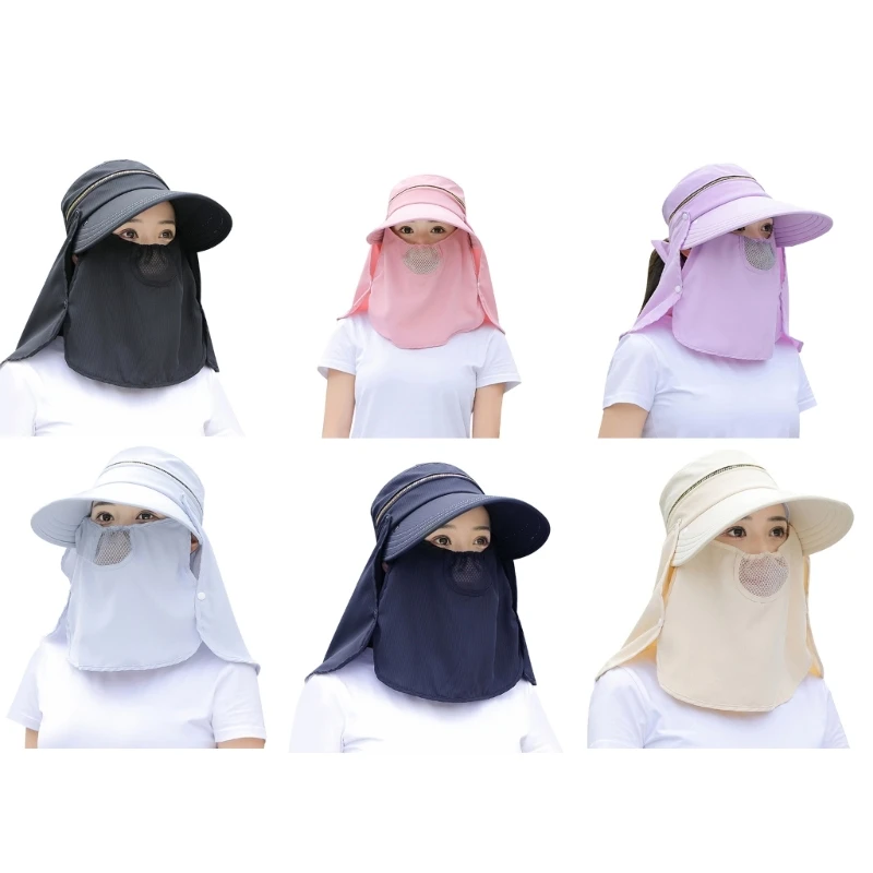 

Women Face Flap Visor-Hat Summer Wide Brimmed Sun Hat Breathable Fishing for Women Beach-Outdoor Cycling Headwear