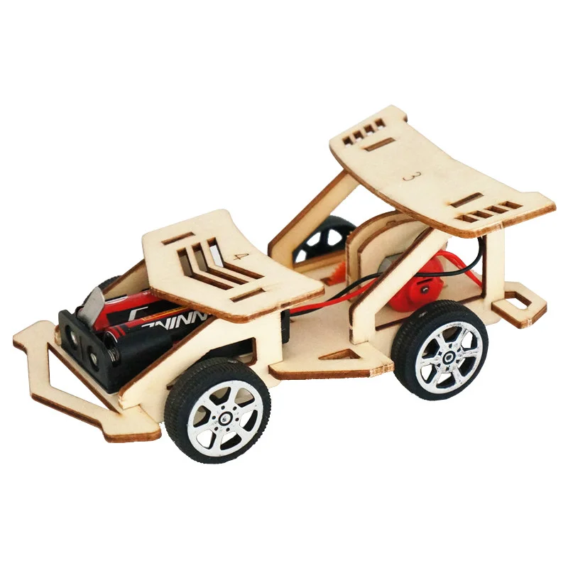 

Kid Wooden DIY Assembly Electric Racing Car Toy Model Science Experiment Toy Interesting Handmade Gifts for Early Learning