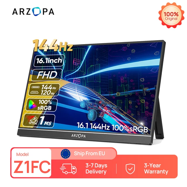 ARZOPA Moniteur portable 16,1 pouces, 144 Hz, 100 % sRGB, 1080P FHD, écran IPS, deuxième écran externe pour ordinateur portable/PC/PS5/Mac/Xbox Z1FC 1