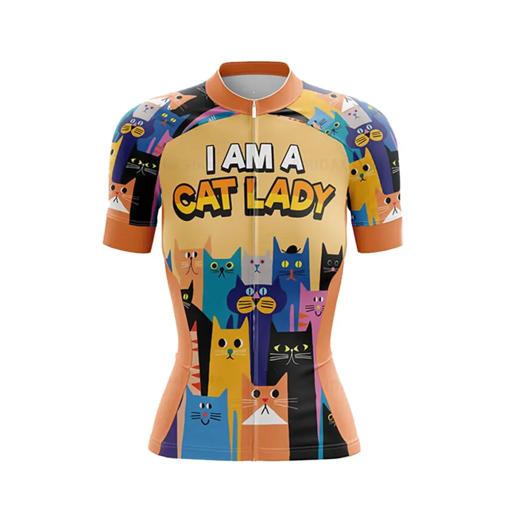 thumbnail image 1 of Maillot de ciclismo para mujer, camiseta de manga corta de verano 2024, camisetas transpirables para bicicleta de montaña, camisetas deportivas para bicicleta de carretera con dibujos de gatos, 1 of 5