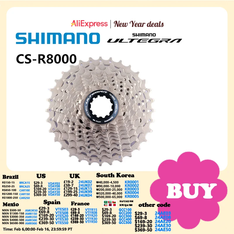 Cassette Shimano Ultegra R8000 11/28 11 Vitesses Vélo Course Route - Équipements vélos