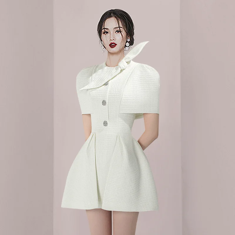 

Женское облегающее платье с высокой талией, летнее платье в стиле накидки знаменитостей с инкрустированными бриллиантами пуговицами, 2023