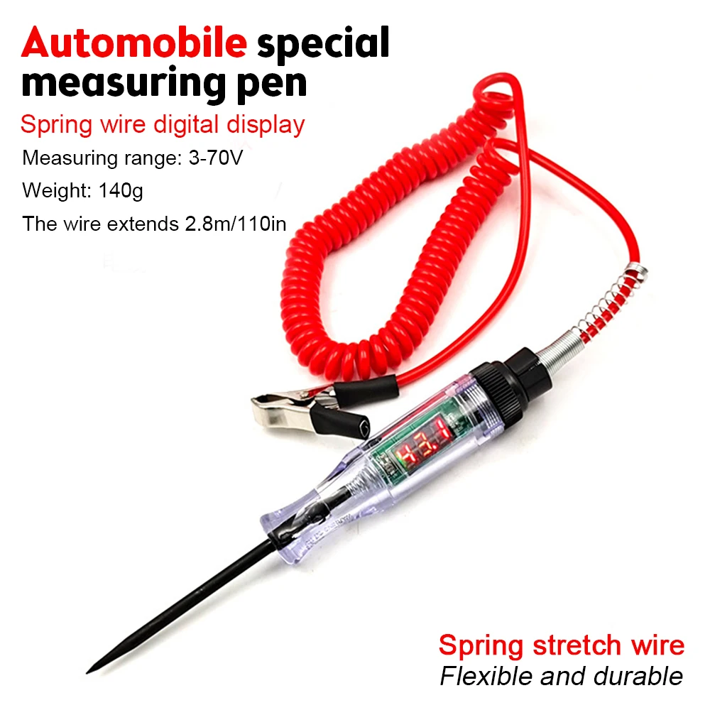 Voltage Test Pen 5V To 90V Car Tester DC Digital Display Electric Probe Auto Diagnostic Tools 6V 12V 24V 48V