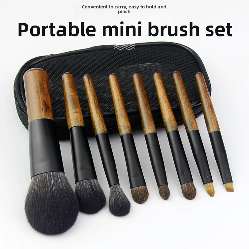 8 Pcs Mini Soft Wooden Makeup Brush Set - Powder,Stippling,Eyeshadow,Blush,Highlighter,Contour,Blending Brushes 32 8 Pcs Mini Soft Wooden Makeup Brush Set - Powder,Stippling,Eyeshadow,Blush,Highlighter,Contour,Blending Brushes - Image 4