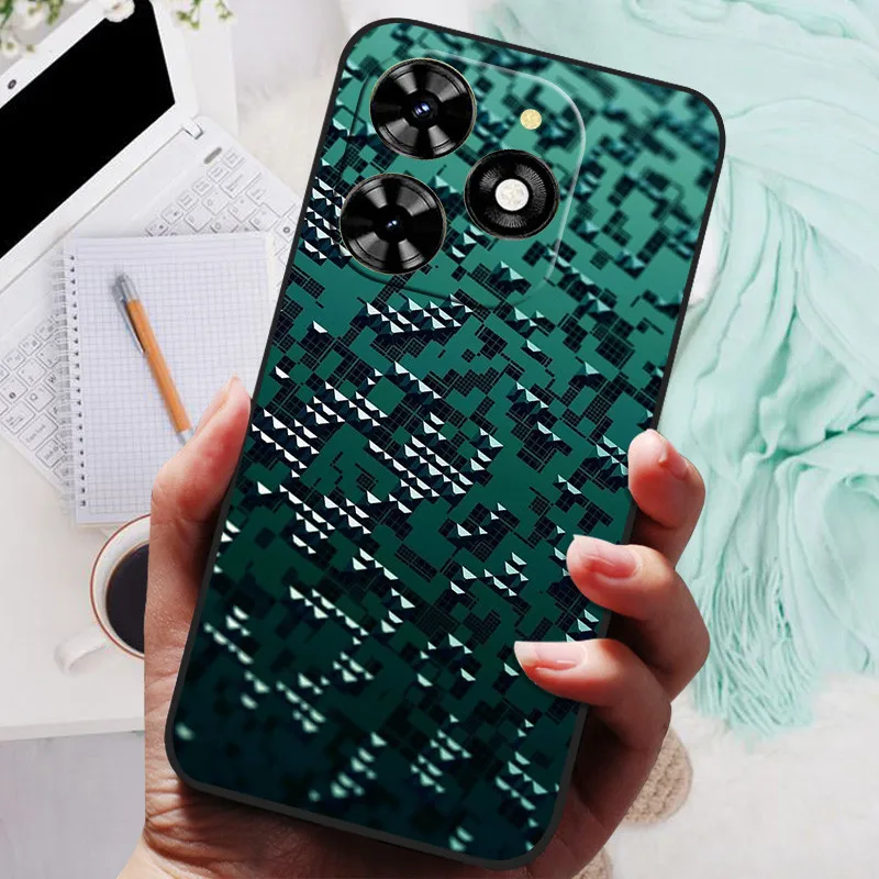 Black Silicone Bumper Case with Wolf and Lions Design - Soft TPU Cover