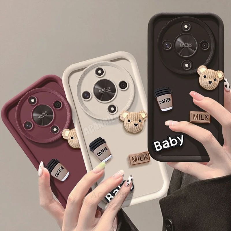 3D Bear Liquid Silicone Cartoon Soft Phone Case - Cute Design