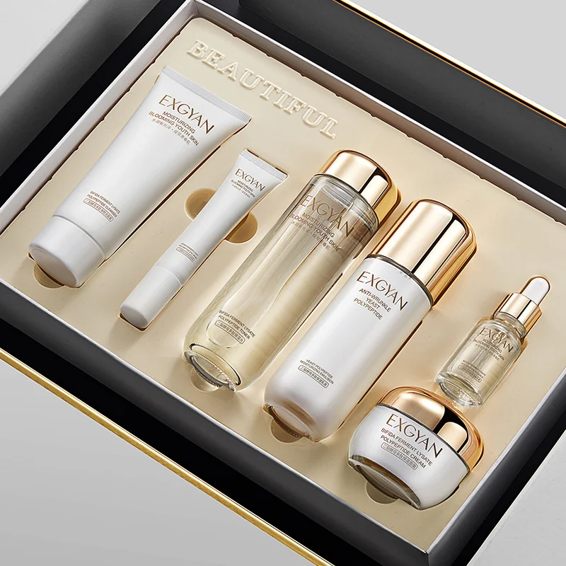 6PCS Repair Skin Care Set Face Cream Cleanser Toner Eye Cream Yeast Niacinamide Serum Moisturizing Brighten Oil Control