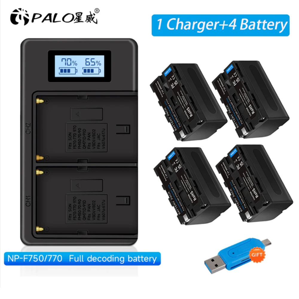 Palo Np F750 Np-F770 Np-F750 Batteria E Caricabatterie Usb Lcd Intelligente Per Sony Np-F970 F960 Ccd-Rv100 Mc1500C Np-F550 Np-F570 Qm91D