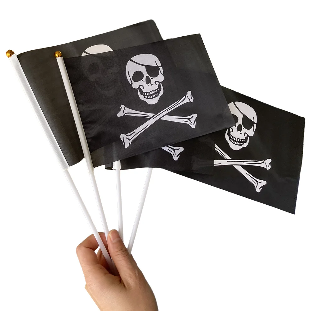 Guirlande Fanions Pirates FUIPVGI - 3x4.5m Drapeaux Jolly Roger Crâne (Noir)