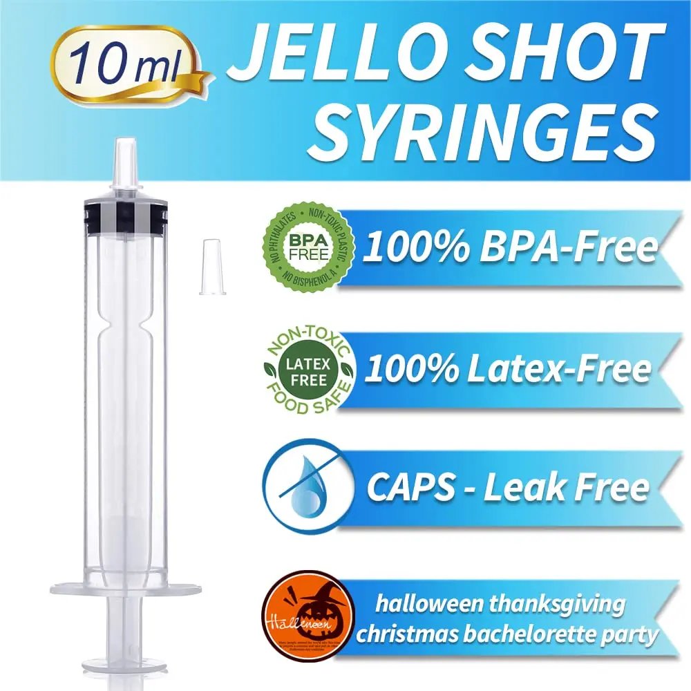 10 ml Reusable Plastic Syringes Durable Shot Containers for Nurses Graduation Bachelorette Summer Parties plastic syringes