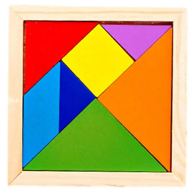 7 Pieces Tangram Wooden Puzzle Early Educational Learning Montessori Geometric Shape Puzzle Colorful Tangrams For Kids 4-8