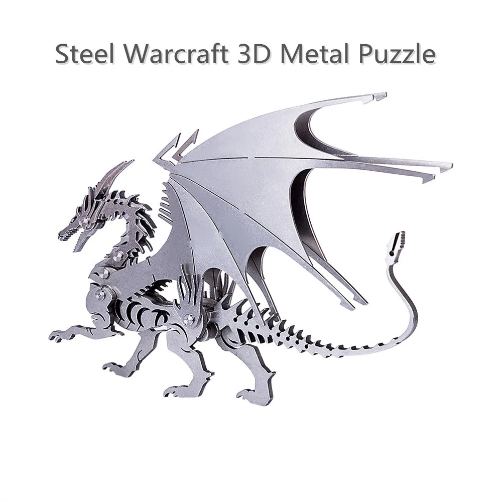 Microworld 3D Metal Model Fire-Breathing Dragon Puzzle Jigsaw Steel Warcraft DIY Assembled Model Home Decoration Toys For Adults 1 12 dollhouse miniature accessories mini metal fire extinguisher simulation model toys for doll house decoration