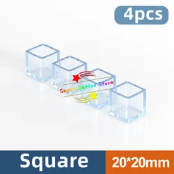 Non-Slip Transparent Furniture Leg Protector Caps - Rubber Feet Pads (Square 20mm x20mm)