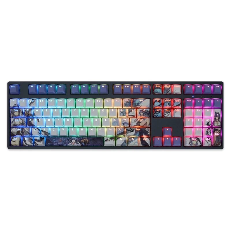 Anime Cartoon Anime Gaming Key Caps Pbt Lados Dye Subbed Keycaps Cherry Profile Keycap Backlit para Arknights Ling 108 Chaves Set - Imagem 4
