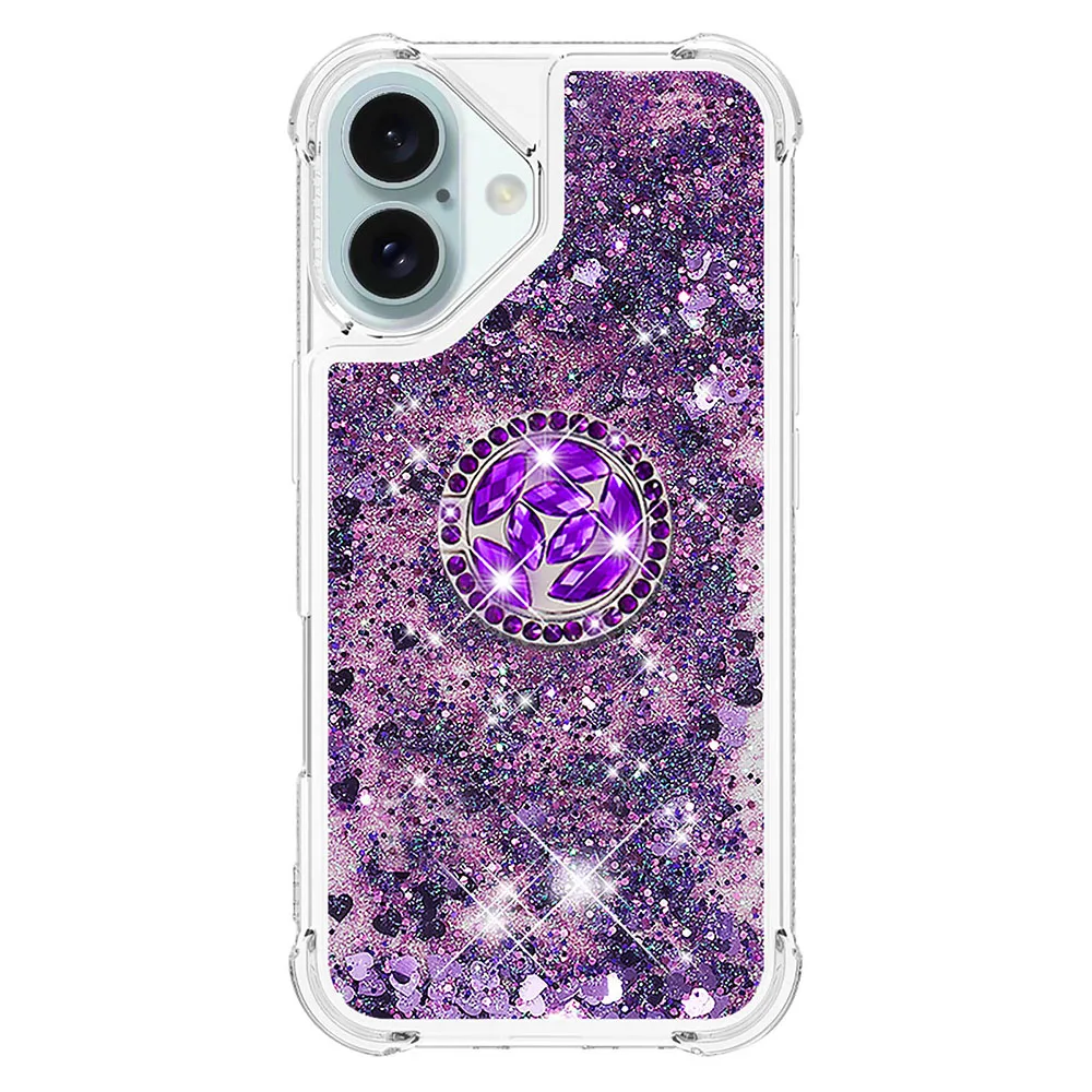 Gradient Glitter Quicksand Case with Anti-Fall Ring Holder Stand
