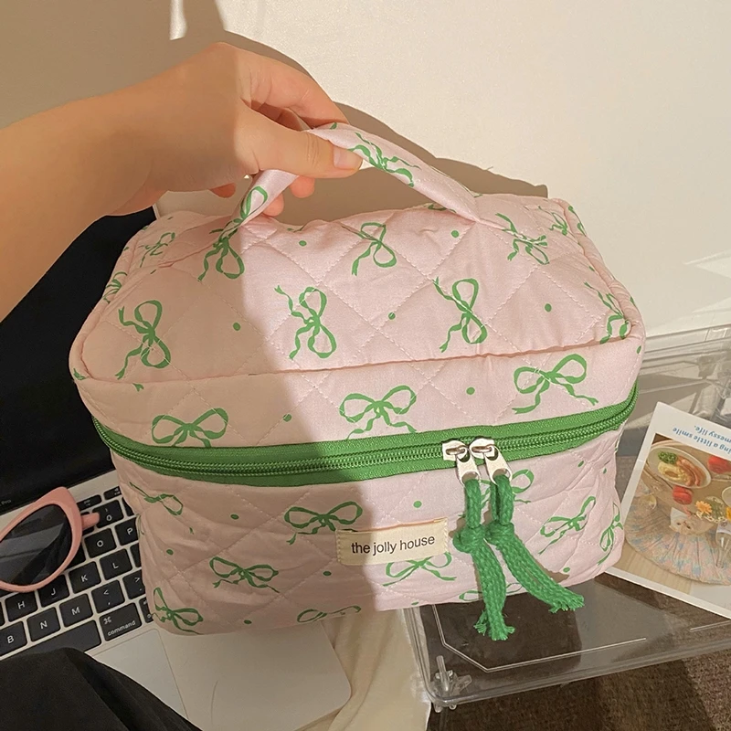 재미있는 활 꽃 프린트 메이크업 가방, 화장품 파우치, 여성용 화장품 가방, 여아용 학교 필통