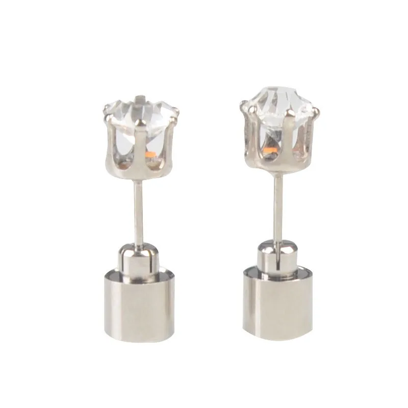 1 pair Led Light up Ear Stud Blinky Diamond Crown Earrings Jewelry for Women and girl dress up bar club props Glow in the dark