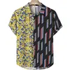 Men's Hawaiian Shirts Striped Floral Print Button-Up Casual Summer Beach Travel Oversized Unisex Clothing 4