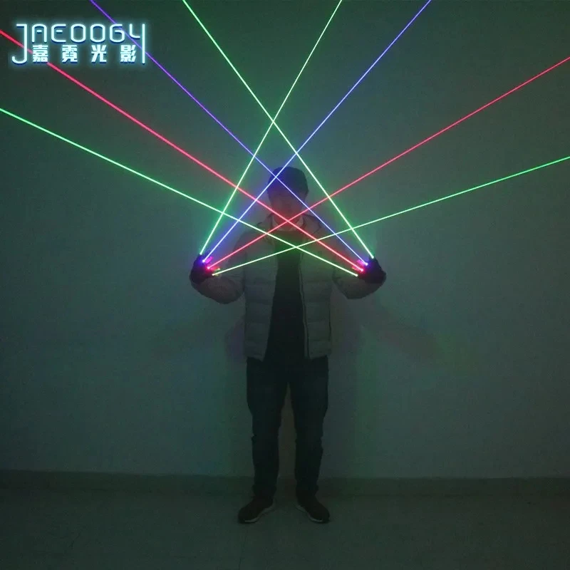 Stage DJ Party Dancing Laser Gloves 2 in 1 Multi-line RGB 2 Green 1 Red 1 Blue LED Luminous Costumes Show