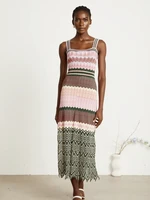 Luxury Brand Design Knitted Zigzag High Elasticity Color Sleeveless Long Maxi Dress Women Arab Africa Popular Boho Lady Skirt - Image 6