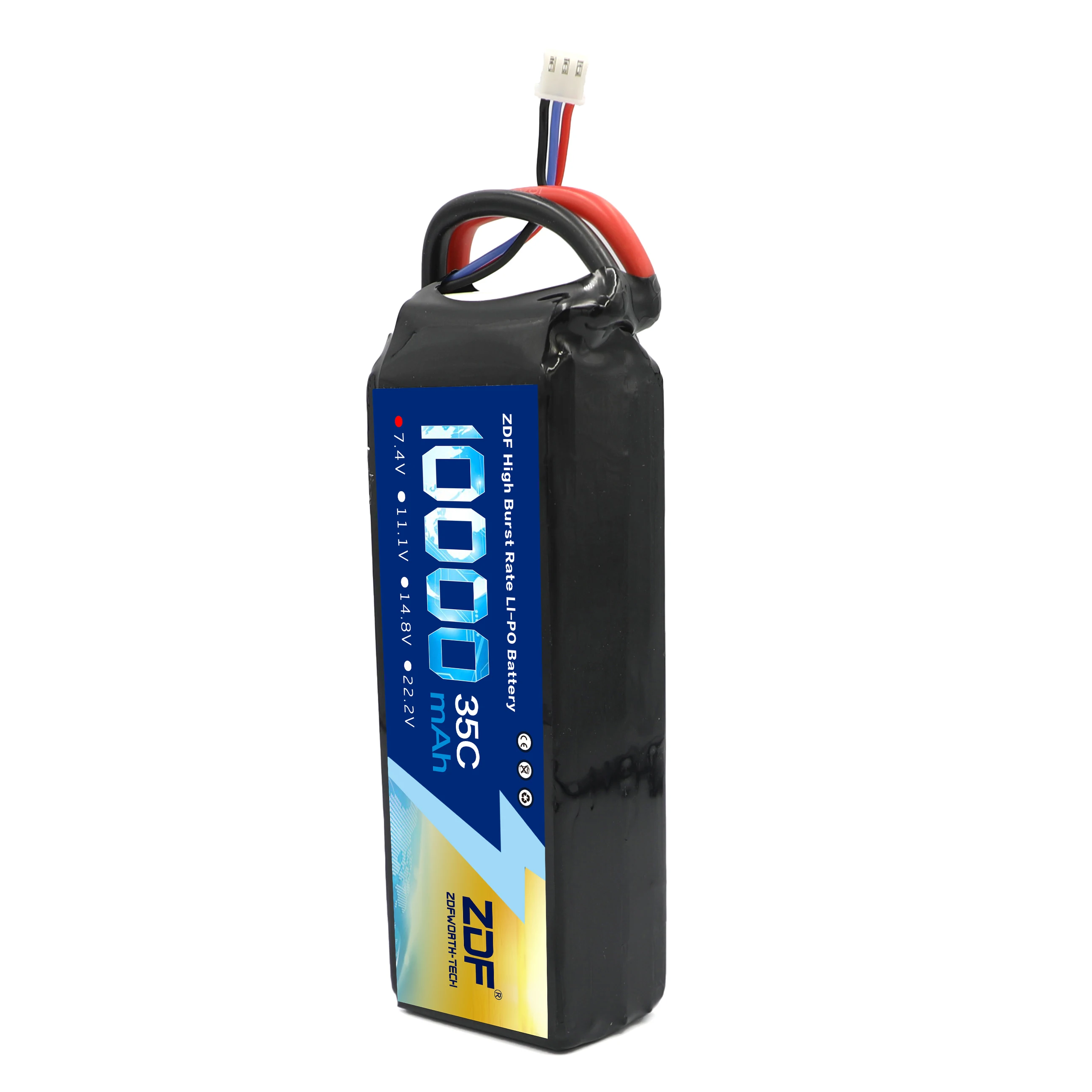 ZDF Lipo 배터리, RC 드론 비행기 자동차 트럭 보트 부품용, 2S, 3S, 7.4V, 11.1V, 14.8V, 10000mah, 35C, 70C, XT90, XT60, T 플러그