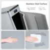 Steel Trash Can, 60L Dual Compartment, Metal Kitchen Step Recycle Bin, Metal Double Dustbin, in-Home Garbage Rubbish Can W/Remov 3