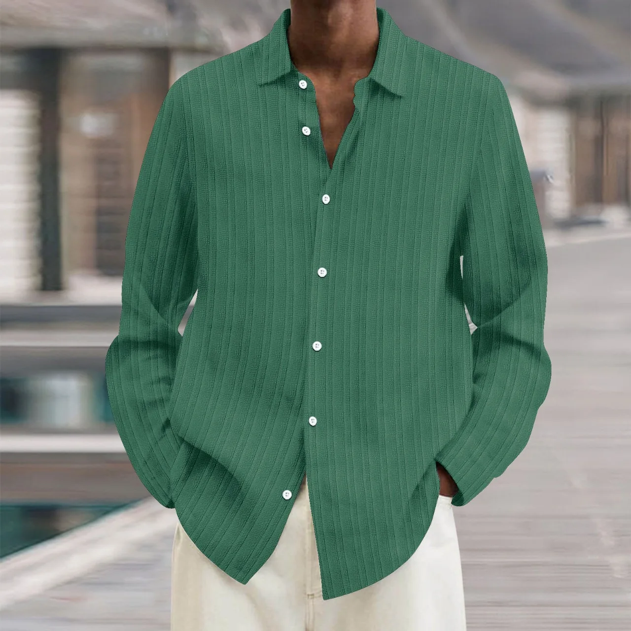 Europe and The United States Cross-Border New Men's Long-Sleeve Button-Down Cardigan Casual Formal Wear