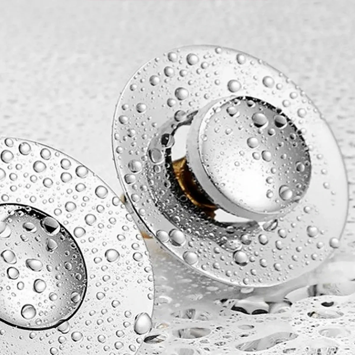 Universal Rebound Drain Plug Filter Basin Pop-up Chrome Sink Filter with Hair Catcher Bathroom Sink Drain Stopper Easy Push Type