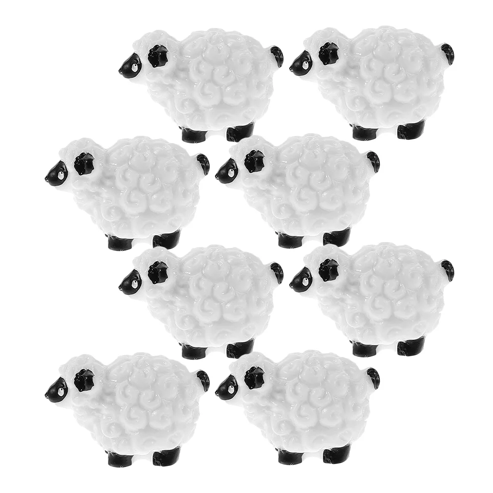 

8 Pcs Crafts Micro Landscape Potted Plants Mini Sheep Statue Garden Statues Figurines Ornaments