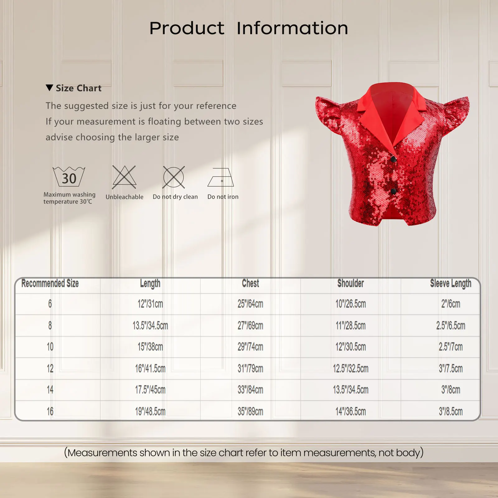 키즈 여아 플라이 슬리브 라펠 패션 반짝이 스팽글 파티 조끼 크롭탑 라틴 재즈 댄스 스쿨 합창단 무대 공연 조끼