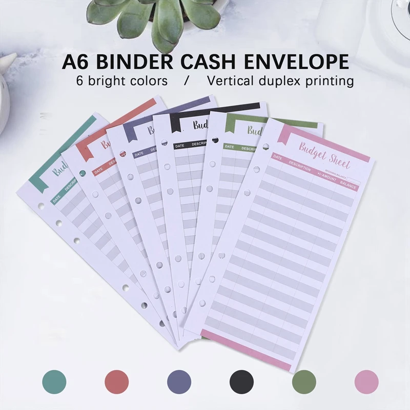 Expense Tracker Budget Sheets With Hole 24Pcs Loose Leaf Cash Money Envelop For A6 Binder Wallet Pockets Planner