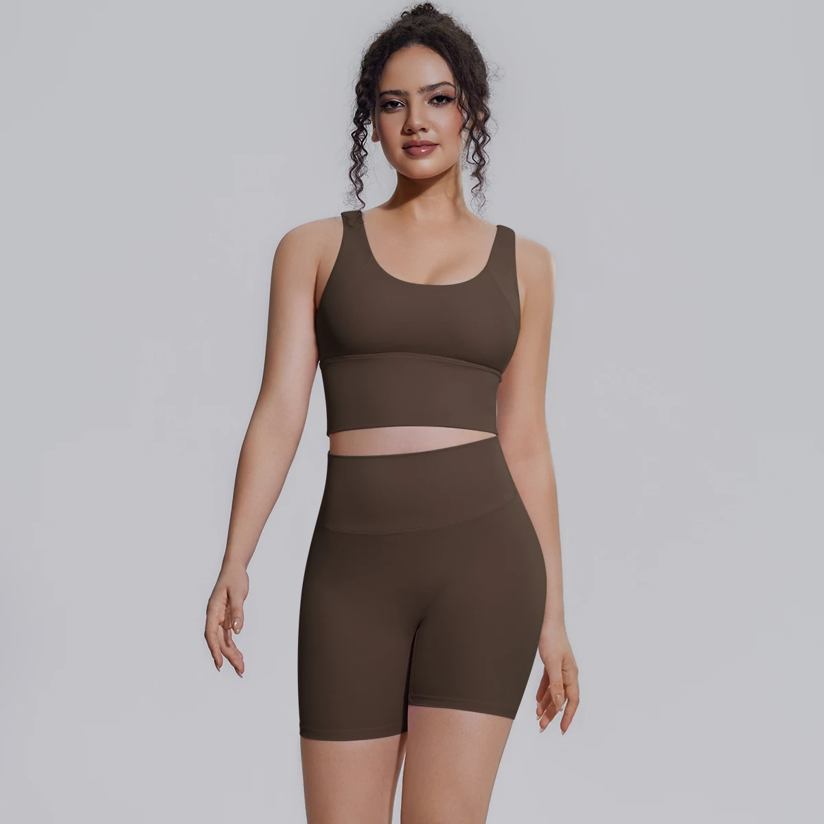 Solid Color Summer Yoga Set Woman's Sexy Backless Yoga Underwear with Chest Pad Quick-Dry Hip Push Up Fitness Shorts Sportswear