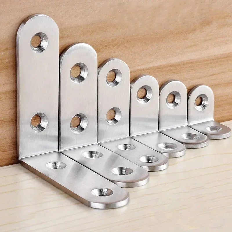 Stainless Steel Angle Bracket Furniture Cabinet Fastener Corner Brace Shelf Support with Screw