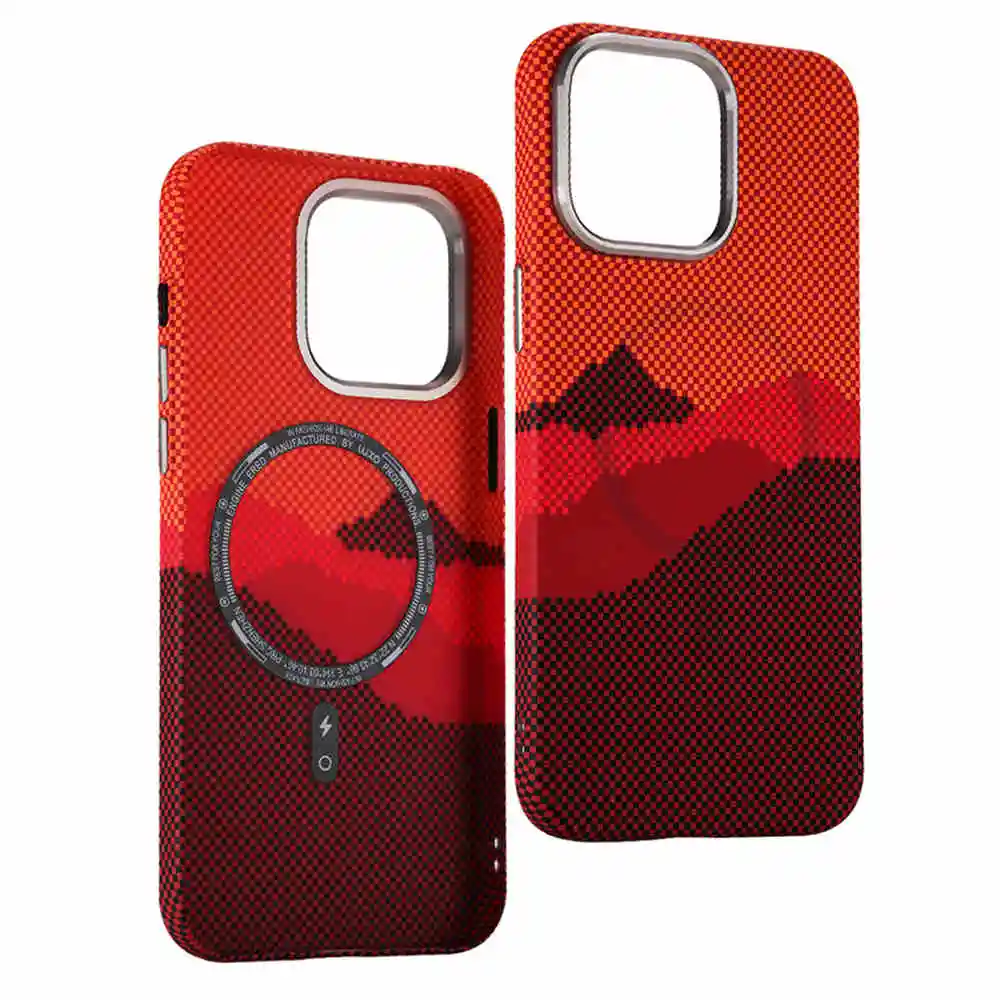 Carbon Color Grid Relief MagSafe Case with Hidden Magnet and Armor Shield Design