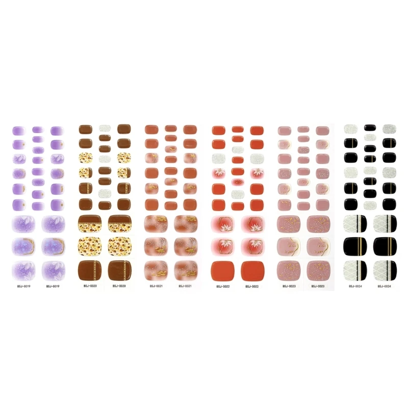 

Polish Toenail Sticker Self-Adhesive Toenail Full Wraps Toe Sticker Decals Strips Stick on Nails DIY Art Decor