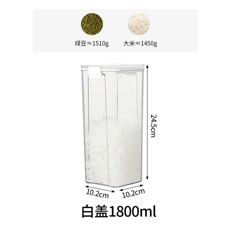 Square transparent food preservation storage container moisture-proof sealed container for whole grains and miscellaneousgrains