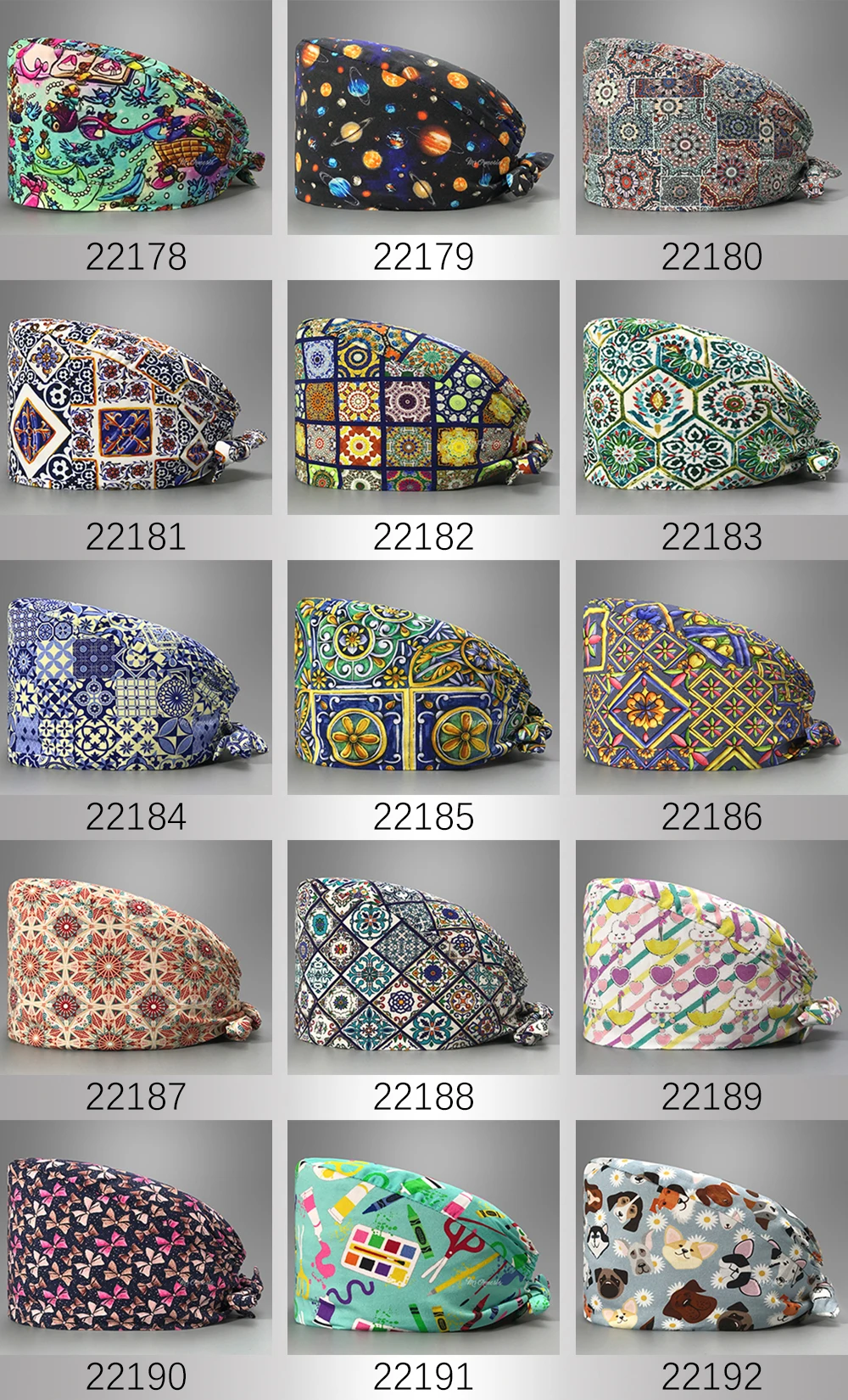 Adjustable Fashion Print Scrub Hat Dust-Proof Cap Cotton Nurse Cap Bandage Men Women Surgical Hat Cap Gorros Quirurgicos Mujer