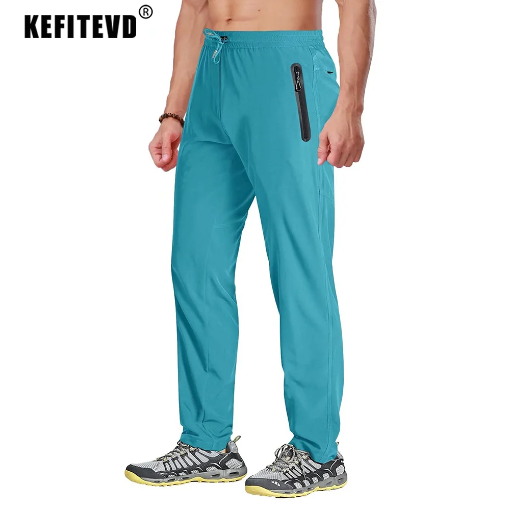 KEFITEVD Lightweight Quick Dry Hiking Pants Men Elastic Waist