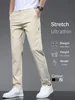 Stretch Summer Soft Men's Casual Pants Ultra-thin Fashion Ice Silk Slim Business Elastic Waist Solid Color Trousers Male