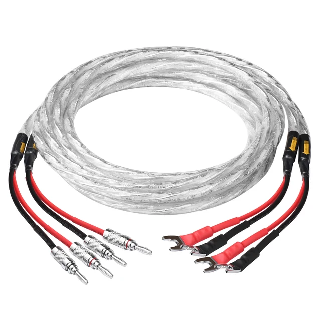 1 Pair 6N OCC and silver plated HiFi Speaker Cable HIFI Highend