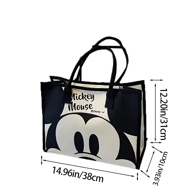 Disney Mickey Ladies Handbag Canvas Shoulder Bag Large Capacity Tote Handbag Korean Version for Daily Commuting
