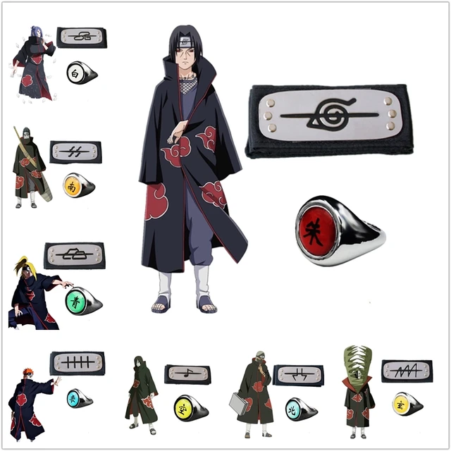 Akatsuki anel bandana 2 pçs/set anime cosplay acessórios akatsuki