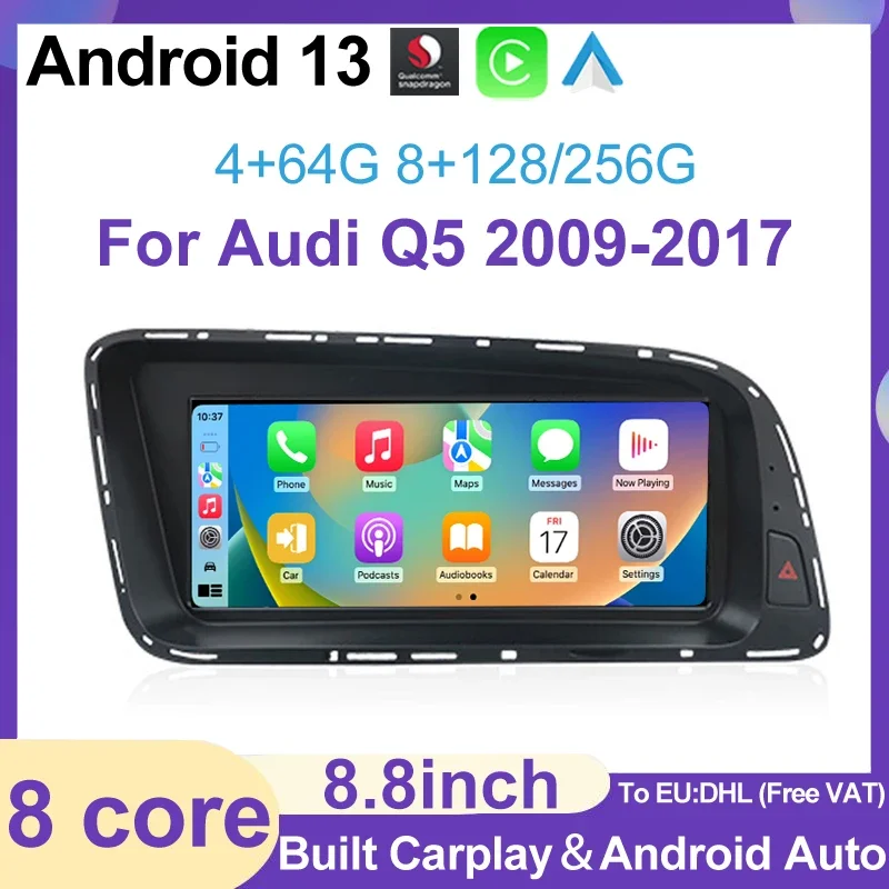 

Qualcomm 8.8 inch Android13 Car Radio CarPlay Auto For Audi Q5 2009-2017 Multimedia Player 2Din Stereo GPS Navigation 4G Monitor