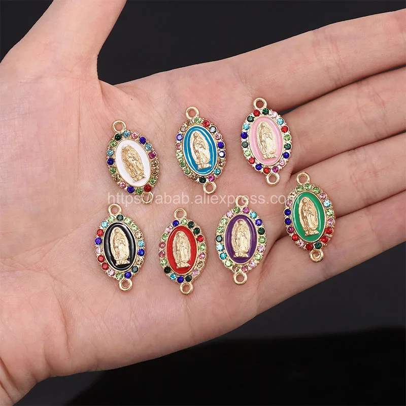 30pcs Heart Charms Guadalupe Virgin Mary Mexican Pulsera Women