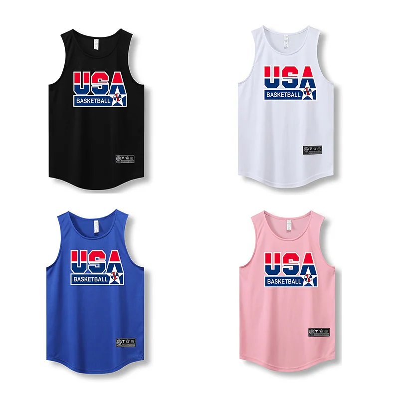 Basketball Jerseys Basketball Loose Men Running Vest Outdoor Street Gym Sleeveless Letter Print Shirt Quick Dry Fitness Bodybuilding Tank Tops