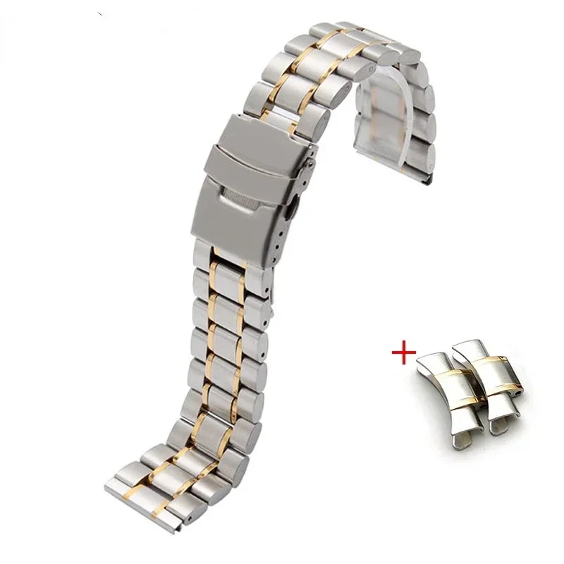 Luxurious Stainless Steel Curved End Metal Watch Band Bracelet